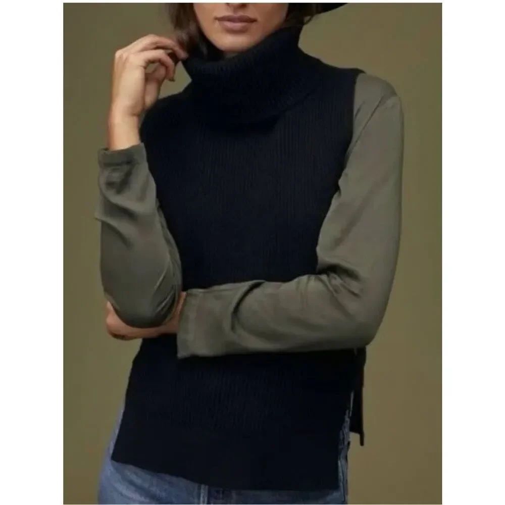 Anthropologie Black Open Side Sweater Vest Women’s One Size
